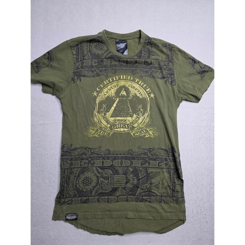 Switch Remarkable T-Shirt Mens XL Olive Green Graphic Certified True Dollar Bill